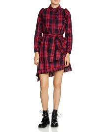 Maje Randra Plaid Asymmetric-Hem Dress at Bloomingdales